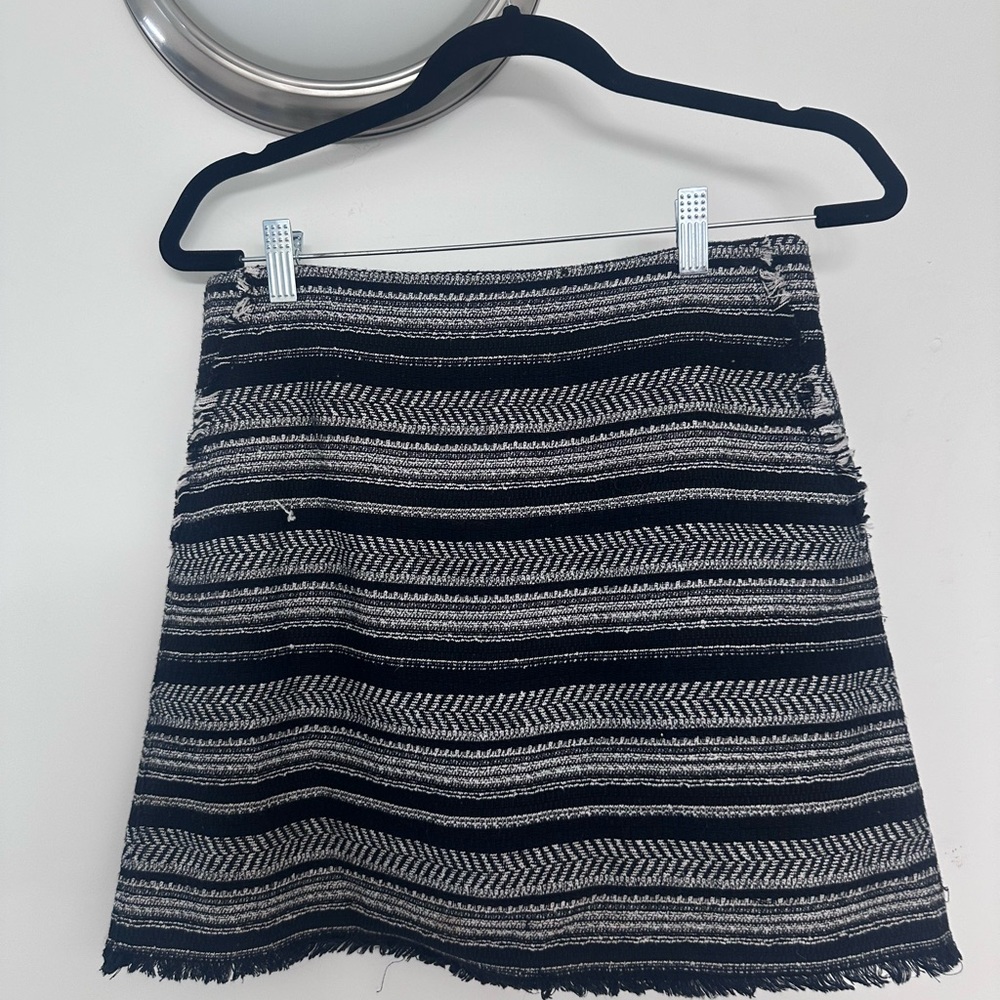 LOFT Black and White Textured Mini Skirt